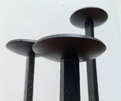 Mid-Century Brutalist Wrought Iron Candleholder, 1960s-UAH-1334577