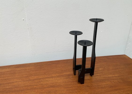 Mid-Century Brutalist Wrought Iron Candleholder, 1960s-UAH-1334577