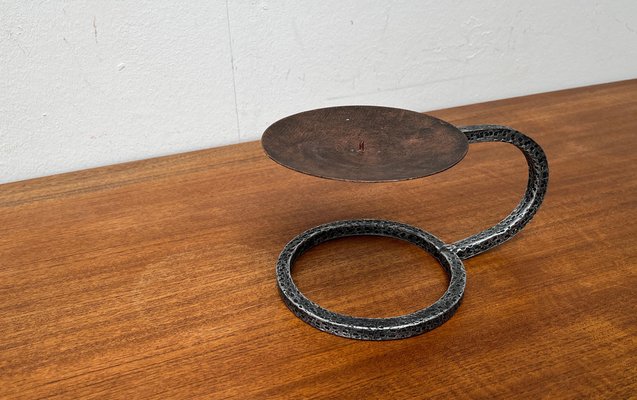 Mid-Century Brutalist Wrought Iron Candleholder, 1960s-UAH-1704018