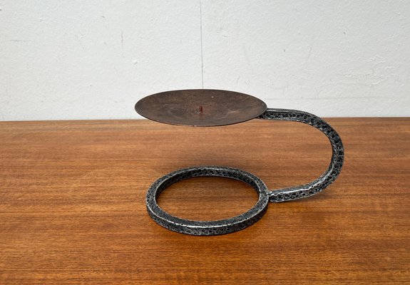 Mid-Century Brutalist Wrought Iron Candleholder, 1960s-UAH-1704018