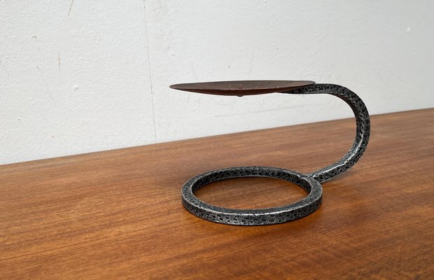 Mid-Century Brutalist Wrought Iron Candleholder, 1960s-UAH-1704018