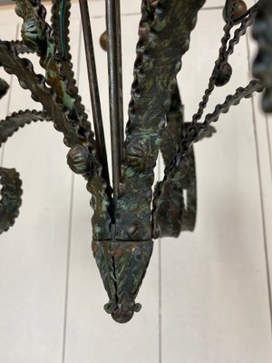 Mid-Century Brutalist Wrought Iron Chandelier-WZZ-992877