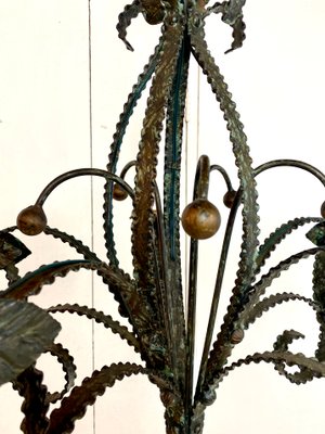 Mid-Century Brutalist Wrought Iron Chandelier-WZZ-992877