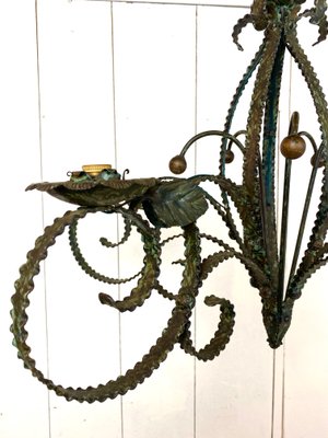 Mid-Century Brutalist Wrought Iron Chandelier-WZZ-992877