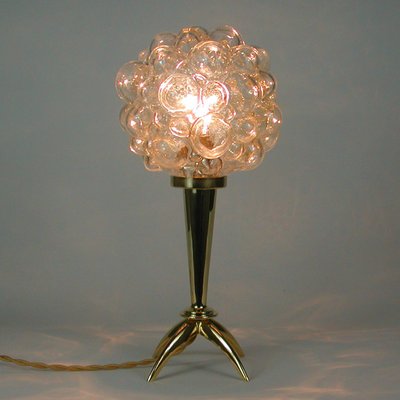 Mid-Century Bubble Glass and Brass Table Lamp by Helena Tynell for Limburg, 1960s-OE-1110723