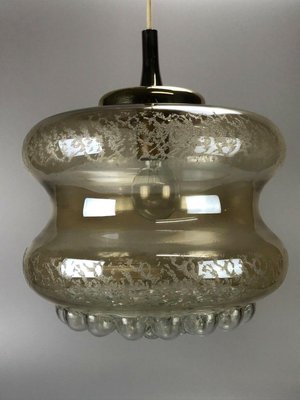 Mid-Century Bubble Glass & Brass Pendant Lamp-EJL-1063993