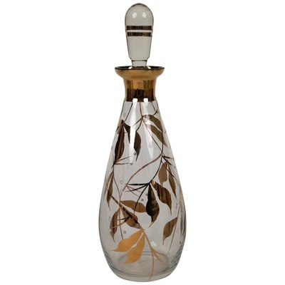 Mid-Century Cabana Style Glass Carafe with Hand-Painted Floral Pattern, 1950s-BAF-763435