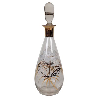 Mid-Century Cabana Style Glass Carafe with Hand-Painted Floral Pattern, 1950s-BAF-763437