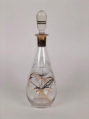 Mid-Century Cabana Style Glass Carafe with Hand-Painted Floral Pattern, 1950s-BAF-763437