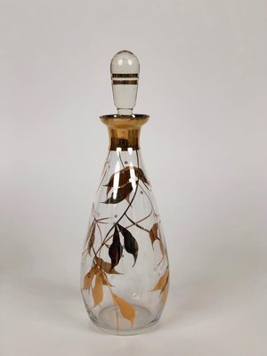 Mid-Century Cabana Style Glass Carafe with Hand-Painted Floral Pattern, 1950s-BAF-763435