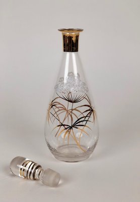 Mid-Century Cabana Style Glass Carafe with Hand-Painted Floral Pattern, 1950s-BAF-763437