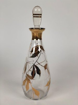 Mid-Century Cabana Style Glass Carafe with Hand-Painted Floral Pattern, 1950s-BAF-763435