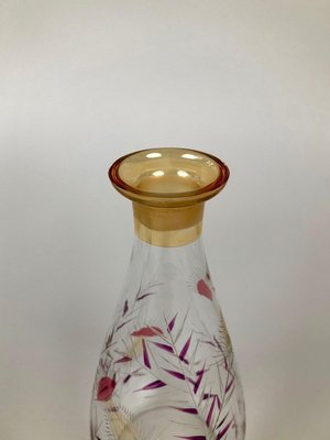 Mid-Century Cabana Style Glass Carafe with Hand-Painted Thistle Pattern, 1950s-BAF-763432