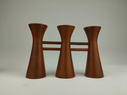 Mid-Century Candle Glow and Vases in Teak, Denmark, Set of 2-SFQ-1762453