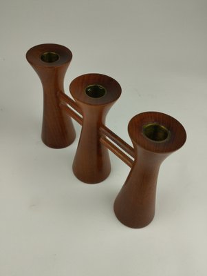 Mid-Century Candle Glow and Vases in Teak, Denmark, Set of 2-SFQ-1762453