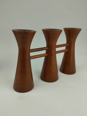 Mid-Century Candle Glow and Vases in Teak, Denmark, Set of 2-SFQ-1762453