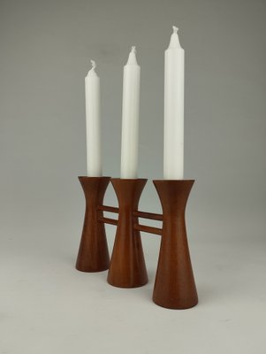 Mid-Century Candle Glow and Vases in Teak, Denmark, Set of 2-SFQ-1762453