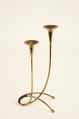 Mid-Century Candleholders in Brass, Austria, 1950s, Set of 3-BAF-763540