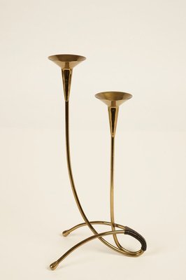 Mid-Century Candleholders in Brass, Austria, 1950s, Set of 3-BAF-763540