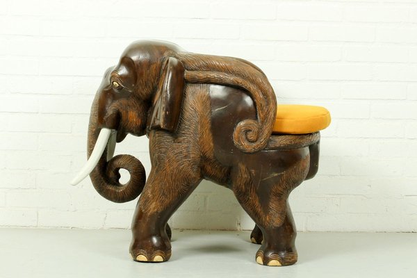 Mid-Century Carved Elephant Childrens Chair, 1960s-ZA-727849