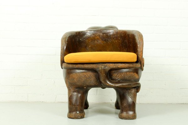 Mid-Century Carved Elephant Childrens Chair, 1960s-ZA-727849