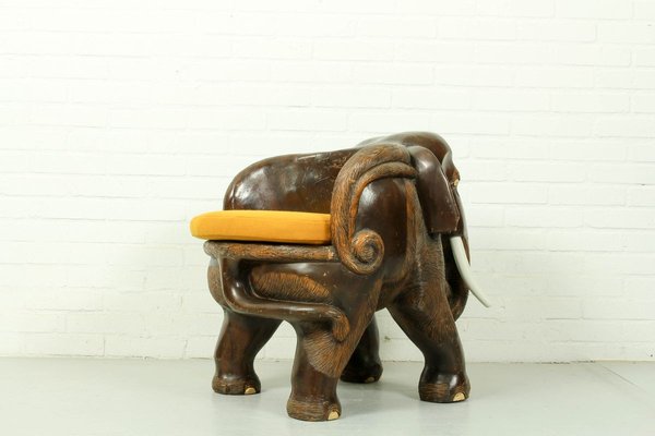 Mid-Century Carved Elephant Childrens Chair, 1960s-ZA-727849