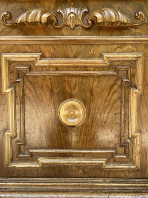 Mid-Century Carved Wooden Sideboard with 2 Drawers in Waist and Lower Door with Gilt Bronze Details-NOU-988003