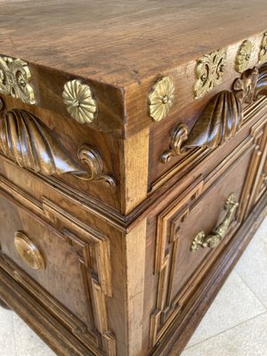 Mid-Century Carved Wooden Sideboard with 2 Drawers in Waist and Lower Door with Gilt Bronze Details-NOU-988003