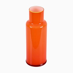 Mid-Century Cased Vase in Orange Murano Glass, Italy, 1970s-JDR-1757599