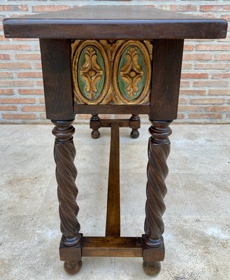 Mid-Century Castilian Console in Walnut With Two Front Drawers in Gold Leaf-NOU-1250486