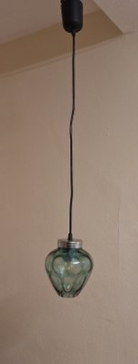 Mid-Century Ceiling Lamp with a Blue Cut Glass Shade on a Chrome-Plated Metal Mount, 1960s-HOI-2018237