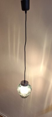 Mid-Century Ceiling Lamp with a Blue Cut Glass Shade on a Chrome-Plated Metal Mount, 1960s-HOI-2018237