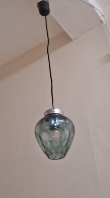 Mid-Century Ceiling Lamp with a Blue Cut Glass Shade on a Chrome-Plated Metal Mount, 1960s-HOI-2018237