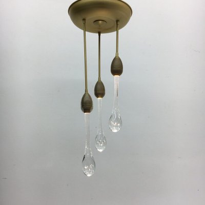 Mid-Century Ceiling Lamp with Murano Glass Drops, 1970s-BGP-934892