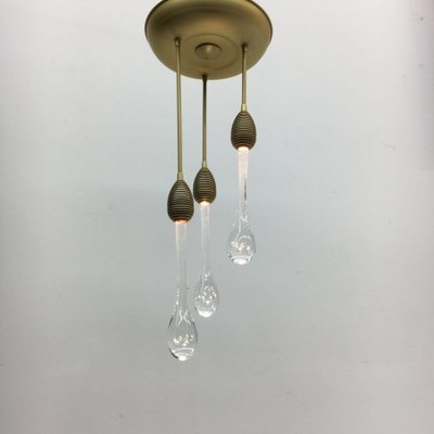 Mid-Century Ceiling Lamp with Murano Glass Drops, 1970s-BGP-934892