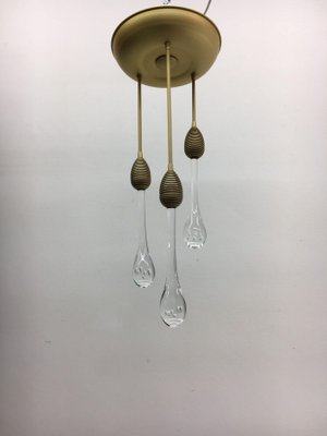 Mid-Century Ceiling Lamp with Murano Glass Drops, 1970s-BGP-934892