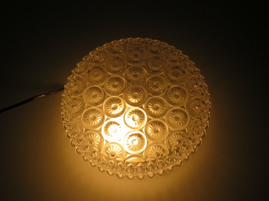 Mid-Century Ceiling or Wall Lamp in Glass with Floral Pattern, Belgium, 1960-1970-UKG-1299361