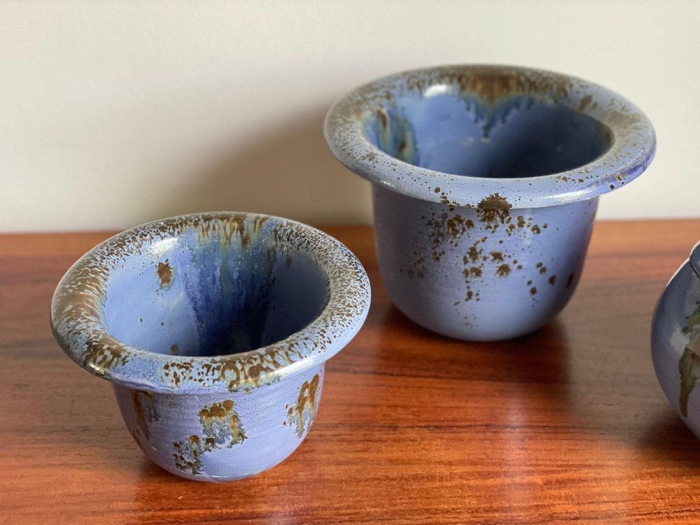 Mid-Century Ceramic Bowl and Vases by Anette Ody Studio, 1960s, Set of 3