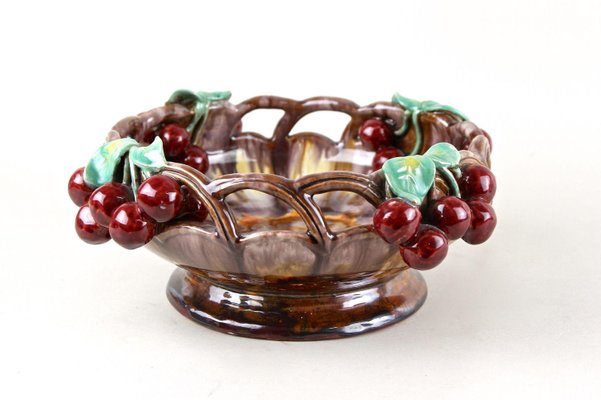 Mid-Century Ceramic Bowl with Cherries by St. Peter Ceramic, 1950-TQA-2034396