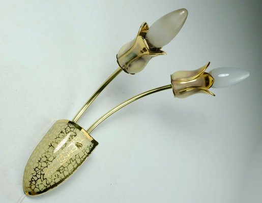 Mid-Century Ceramic Brass Wall Light, 1950s-FH-1092254