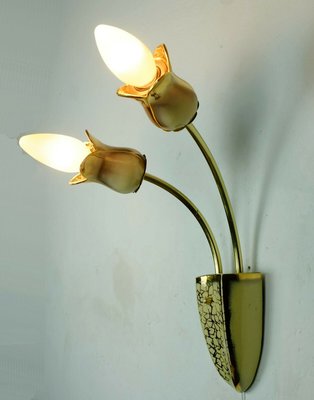 Mid-Century Ceramic Brass Wall Light, 1950s-FH-1092254