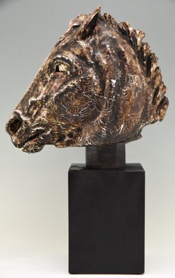 Mid-Century Ceramic Bust of a Horse by Schor, 1970s-KTN-799866