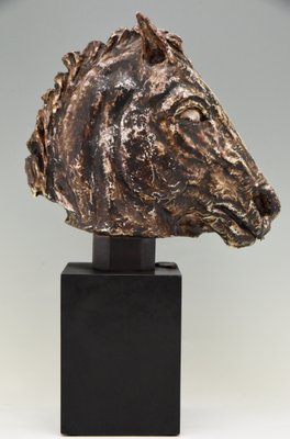 Mid-Century Ceramic Bust of a Horse by Schor, 1970s-KTN-799866