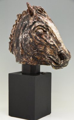 Mid-Century Ceramic Bust of a Horse by Schor, 1970s-KTN-799866