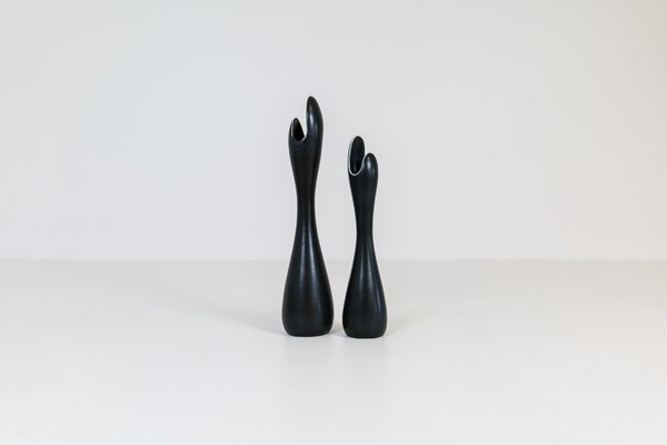 Mid-Century Ceramic Caolina Vases by Gunnar Nylund for Rörstrand, Sweden, Set of 2-UYK-996379