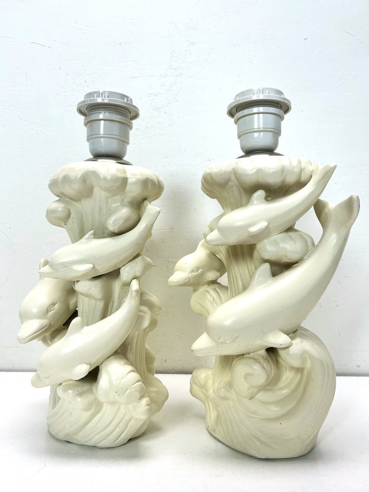 Mid-Century Ceramic Dolphin Fish Table Lamps by Costa, 1960s, Set of 2