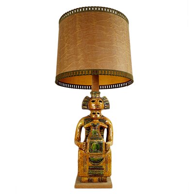 Mid-Century Ceramic Floor or Table Lamp in Mystic and Majestic Mayan Style-RY-694587