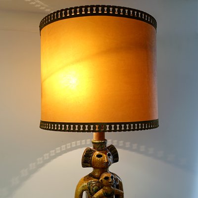 Mid-Century Ceramic Floor or Table Lamp in Mystic and Majestic Mayan Style-RY-694587