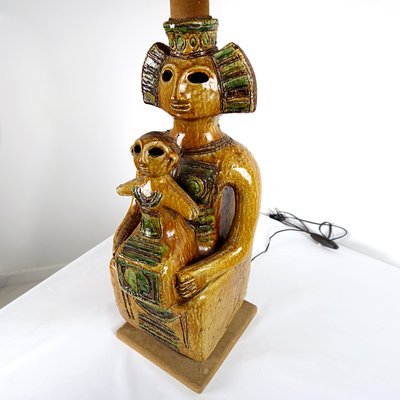 Mid-Century Ceramic Floor or Table Lamp in Mystic and Majestic Mayan Style-RY-694587