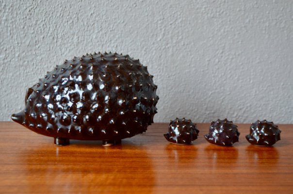 Mid-Century Ceramic Hedgehog Figurines from Jupiler, Set of 4-AIU-546383